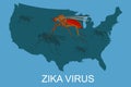 Zika virus concept, USA map, vector illustration Royalty Free Stock Photo