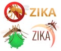 Zika virus icons set, cartoon style