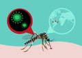 Zika Fever Virus Outbreak and Travel Alert concept. Editable Clip art. Royalty Free Stock Photo