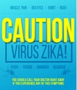 Zika Virus poster concept. Warning caution Zika virus disease. Vector illustration Royalty Free Stock Photo