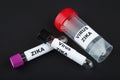 Zika virus with test tube and blood collection tubes Royalty Free Stock Photo