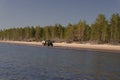 ZIL truck rides along the White sea coast. The Island Of Mudyug,