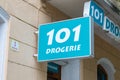 Logo and sign of 101 drogerie