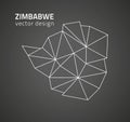 Zimbabwe black triangle mosaic outline vector map