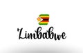 Zimbabwe country big text with flag inside map concept logo