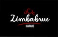 Zimbabwe country on black background with red love heart and its capital Harare