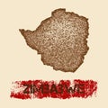 Zimbabwe distressed map.