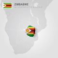 Zimbabwe drawn on gray map