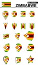 Zimbabwe Flag Collection. Big set for design