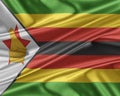 Zimbabwe flag with a glossy silk texture. Royalty Free Stock Photo