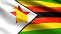 Zimbabwe flag, with waving fabric texture