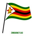 Zimbabwe Flag Waving Vector Illustration on White Background. Zimbabwe National Flag. Royalty Free Stock Photo