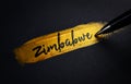 Zimbabwe Handwriting Text on Golden Paint Brush Stroke