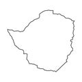 Zimbabwe map of black contour curves on white background