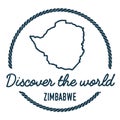 Zimbabwe Map Outline. Vintage Discover the World.