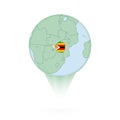 Zimbabwe map, stylish location icon with Zimbabwe map and flag