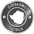 Zimbabwe map vintage stamp.