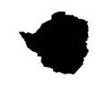 Zimbabwe Map. Zimbabwean Country Map. Black and White Zimbo National Nation Geography Outline Border Boundary Territory Shape Vect