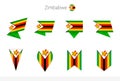 Zimbabwe national flag collection, eight versions of Zimbabwe vector flags