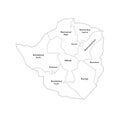 Zimbabwe political map of administrative divisions