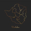 Zimbabwe region map: golden gradient outline on.