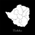 Zimbabwe region map: white outline on black.