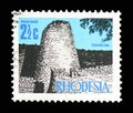 Zimbabwe ruins, New Currency Definitives serie, circa 1970 Royalty Free Stock Photo