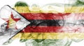 Zimbabwe smoke flag isolated on a white background.