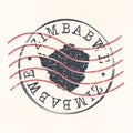 Zimbabwe Stamp Map Postal Design. A Silhouette Seal Passport Round Design. Old Vector Icon Retro Design Travel.