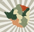 Zimbabwe vintage map.