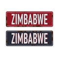 Zimbabwe VINTAGE RUST OLD METAL SIGN Seal Vector Icon. Design Retro Travel.