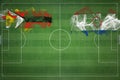 Zimbabwe vs Paraguay Soccer Match, national colors, national flags, soccer field, football game, Copy space