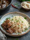 Zimbabwean peanut butter rice, a traditional dish cooked with peanut butter and served with a hearty meat stew