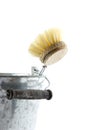 Zinc bucket with washing-up brush Royalty Free Stock Photo