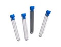 Zinc granules in test tube with plug cap. Cosmetic chemicals ingredient on laboratory table