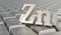 Zinc ingots background with Zn symbol. 3D rendering