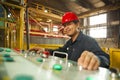 Zinc mine. engineer control machine in factory.