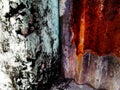 zinc and mortar Grunge metal surface with paint and rust, background. Buildings