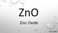 Zinc oxide chemical formula on waterdrop background