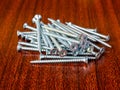 Zinc plated chipboard screws. Flat head tapping screws Royalty Free Stock Photo