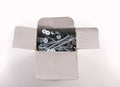 Zinc plated wood screws in cardborad box