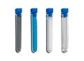 Zinc Powder, CopperII sulfate and Sodium Hydroxide Pellets in test tube with plug cap. Cosmetic chemicals ingredient on