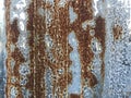 Zinc sheet with many of brown rust