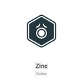 Zinc vector icon on white background. Flat vector zinc icon symbol sign from modern zodiac collection for mobile concept and web