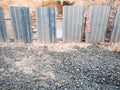 Zinc wall intercept construction area dig a puddle hole Royalty Free Stock Photo