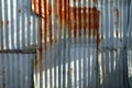 Zinc wall texture pattern background rusty corrugated metal old Royalty Free Stock Photo