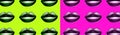 Zine culture pop art banner with lips. Vector Contemporary art
