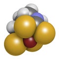 Zineb zinc organosulfur fungicide molecule. 3D rendering. Atoms are represented as spheres with conventional color coding:.