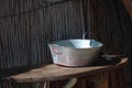 ZINK BASIN SERVING AS A WASHBASIN IN A BUSH BATHROOM