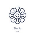 Zinnia icon from nature outline collection. Thin line zinnia icon isolated on white background